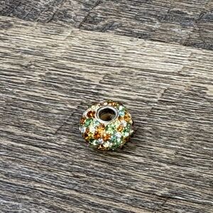 ✨ European Crystal Pavé Charm Bead | Green & Amber Tones | Pandora-Compatible ✨